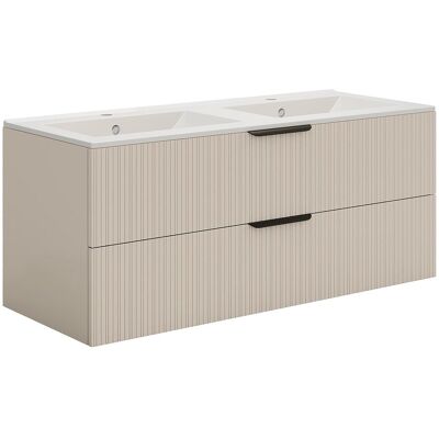 Unique Zwevend badkamermeubel met ribbelstructuur en inbouwwastafel - Beige - 120 cm - DALIKO - Beige Unique Zwevend badkamermeubel met ribbelstructuur en inbouwwastafel - Beige - 120 cm - DALIKO - Beige