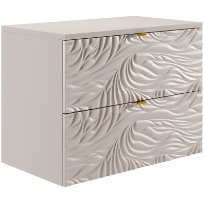 Unique Zwevend wastafelmeubel + plank, kleur: Beige met motief - 80 cm - RINAREL - Beige Unique Zwevend wastafelmeubel + plank, kleur: Beige met motief - 80 cm - RINAREL - Beige
