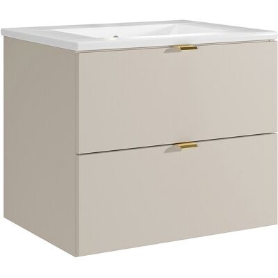 Unique Zwevend badkamermeubel met inbouwwastafel - Beige - 60 cm - LAVENA - Beige Unique Zwevend badkamermeubel met inbouwwastafel - Beige - 60 cm - LAVENA - Beige