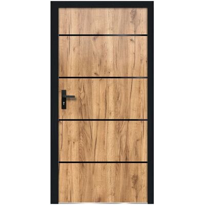 Unique Voordeur van staal en inox H208.5 x B105 cm eikenhoutlook - dikte 90 mm - Rechtsdraaiend NAXARA - Natuurlijk licht Unique Voordeur van staal en inox H208.5 x B105 cm eikenhoutlook - dikte 90 mm - Rechtsdraaiend NAXARA - Natuurlijk licht