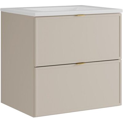 Unique Zwevend badkamermeubel met inbouwwastafel - Beige - 60 cm - ONDIL - Beige Unique Zwevend badkamermeubel met inbouwwastafel - Beige - 60 cm - ONDIL - Beige