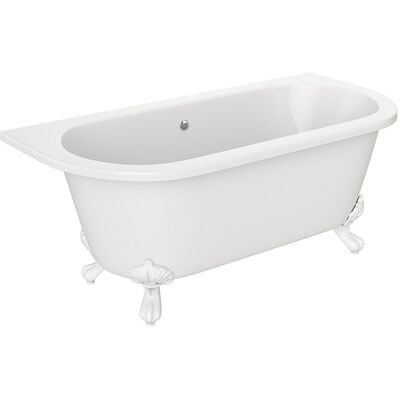 Unique Halfvrijstaand retro bad met witte adelaarspoten - H 61 x B 150 x D 74 cm - Acryl - Wit - 154 L - SPARUS - Wit Unique Halfvrijstaand retro bad met witte adelaarspoten - H 61 x B 150 x D 74 cm - Acryl - Wit - 154 L - SPARUS - Wit