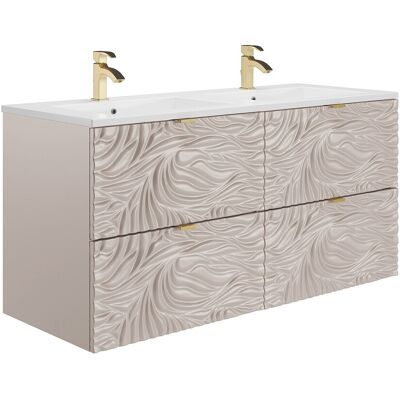 Unique Getextureerd zwevend badkamermeubel met inbouwwastafel - Beige - 120 cm - RINAREL - Beige Unique Getextureerd zwevend badkamermeubel met inbouwwastafel - Beige - 120 cm - RINAREL - Beige