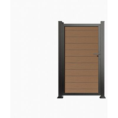 Unique Draaibaar dicht tuinhek – Hout-composiet - B100 x H183 cm - donker naturel SENZIO - Zwart, Bruin Unique Draaibaar dicht tuinhek – Hout-composiet - B100 x H183 cm - donker naturel SENZIO - Zwart, Bruin