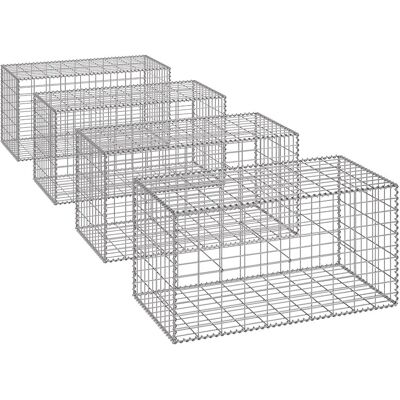 Unique Set van 4 schanskorven in gegalvaniseerd staal - H 50 x B 100 x D 50 cm - Maaswijdte 5 x 10 cm - TERACO - Zilverkleurig Unique Set van 4 schanskorven in gegalvaniseerd staal - H 50 x B 100 x D 50 cm - Maaswijdte 5 x 10 cm - TERACO - Zilverkleurig