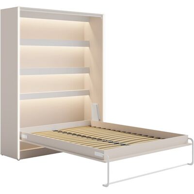 Unique Bedkast 160 x 200 cm - Manuele verticale opening - Met leds - Beige - RAPILI - Beige Unique Bedkast 160 x 200 cm - Manuele verticale opening - Met leds - Beige - RAPILI - Beige