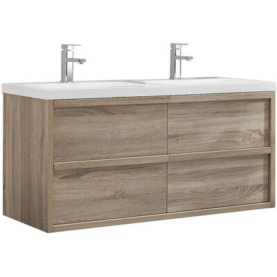 Unique Hangmeubel voor badkamer met inbouwwastafel - Licht naturel - 120 cm - QUADRA - Natuurlijk licht Unique Hangmeubel voor badkamer met inbouwwastafel - Licht naturel - 120 cm - QUADRA - Natuurlijk licht