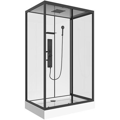 Unique Rechthoekige douchecabine met massagestralen – Plaatsingsrichting naar keuze – L110 x B80 x H215 cm – SULIPA - Zwart, Wit Unique Rechthoekige douchecabine met massagestralen – Plaatsingsrichting naar keuze – L110 x B80 x H215 cm – SULIPA - Zwart, Wit