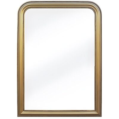 Unique Trumeau spiegel van paulowniahout - B. 80 x H. 110 cm - Goudkleurige messing afwerking - HELOISE - Goudkleurig Unique Trumeau spiegel van paulowniahout - B. 80 x H. 110 cm - Goudkleurige messing afwerking - HELOISE - Goudkleurig