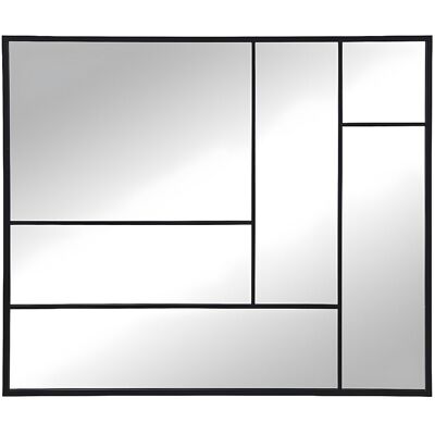 Unique Industriële spiegel van metaal - B. 150 x H. 130 cm - Zwart - MALDONIA - Zwart Unique Industriële spiegel van metaal - B. 150 x H. 130 cm - Zwart - MALDONIA - Zwart