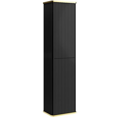 Unique Zwevende gestreepte badkamerkolomkast met gouden bies - Zwart - H140 cm - KELIZA - Zwart Unique Zwevende gestreepte badkamerkolomkast met gouden bies - Zwart - H140 cm - KELIZA - Zwart