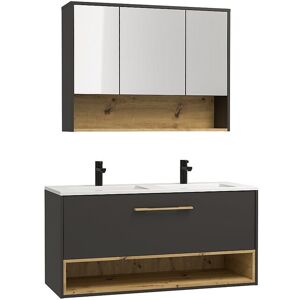 Unique Antraciet hangmeubel voor badkamer met inbouwwastafel en toiletkastje - 120 cm - YANGRA - Antracietgrijs Unique Antraciet hangmeubel voor badkamer met inbouwwastafel en toiletkastje - 120 cm - YANGRA - Antracietgrijs