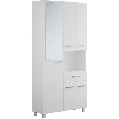 Unique Badkamerkast met staande spiegel - 180 cm - Wit - MINELA - Wit Unique Badkamerkast met staande spiegel - 180 cm - Wit - MINELA - Wit