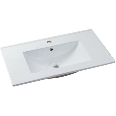 Unique Rechthoekige keramische wastafel - Wit - 81 x 46,5 cm - MOTIAC - Wit Unique Rechthoekige keramische wastafel - Wit - 81 x 46,5 cm - MOTIAC - Wit