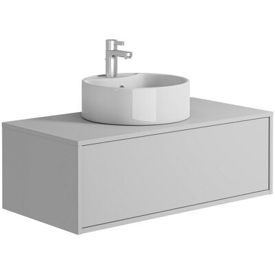 Unique Wit hangend badkamermeubel met enkele ronde wastafel - 94 cm - TEANA II - Wit Unique Wit hangend badkamermeubel met enkele ronde wastafel - 94 cm - TEANA II - Wit
