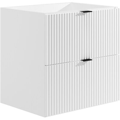 Unique Hangmeubel onder wastafel met strepen - Mat wit - 60 cm - ZEVINI - Wit Unique Hangmeubel onder wastafel met strepen - Mat wit - 60 cm - ZEVINI - Wit