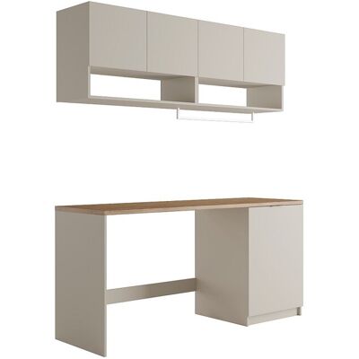 Unique Wasmeubels voor wasmachine met werkblad - L182 cm - Kasjmier en licht naturel - NATAJI - Beige, Natuurlijk licht Unique Wasmeubels voor wasmachine met werkblad - L182 cm - Kasjmier en licht naturel - NATAJI - Beige, Natuurlijk licht