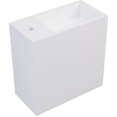 Unique Witte zwevende wastafel in solid surface met nis - Kraan links - 40 cm - PUMORI - Wit Unique Witte zwevende wastafel in solid surface met nis - Kraan links - 40 cm - PUMORI - Wit