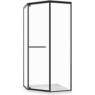 Unique Vijfhoekige douchewand met douchebak - 90 x 90 x 195 cm - Mat zwart - CRISTELIO - Zwart Unique Vijfhoekige douchewand met douchebak - 90 x 90 x 195 cm - Mat zwart - CRISTELIO - Zwart