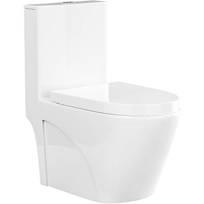Unique Toilet van glanzend wit keramiek - Horizontale afvoer - NAGILAM - Wit Unique Toilet van glanzend wit keramiek - Horizontale afvoer - NAGILAM - Wit