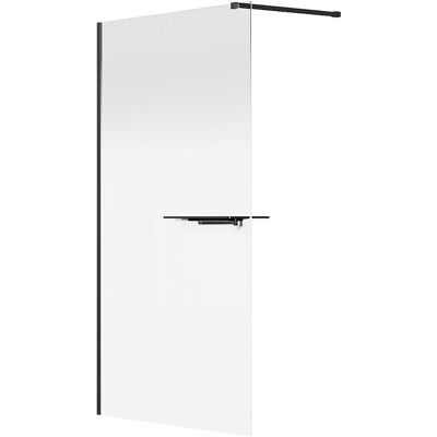 Unique Italiaanse douchewand mist met handdoekhouder en plankjes - 120 x 200 cm - Mat zwart - POMARO - Zwart Unique Italiaanse douchewand mist met handdoekhouder en plankjes - 120 x 200 cm - Mat zwart - POMARO - Zwart