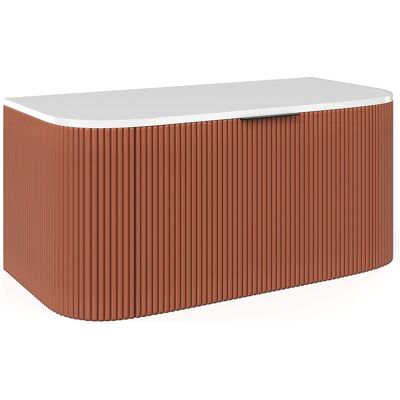 Unique Zwevend gestreept onderkastje voor wastafel - Mat terracotta - 100 cm - LOMERI - Terracotta Unique Zwevend gestreept onderkastje voor wastafel - Mat terracotta - 100 cm - LOMERI - Terracotta