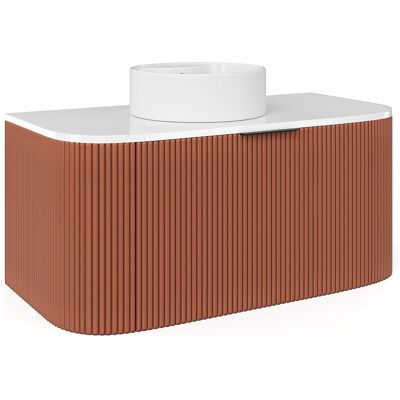 Unique Gestreefde zwevende badkamermeubel met opzetwastafel rond - Mat terracotta - 100 cm - LOMERI - Terracotta Unique Gestreefde zwevende badkamermeubel met opzetwastafel rond - Mat terracotta - 100 cm - LOMERI - Terracotta