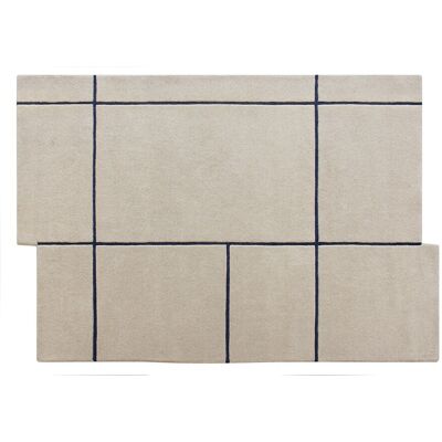 Unique Asymmetrisch getuft vloerkleed 100% wol - 200 x 290 cm - Beige en donkerblauw - 2200g/m² - ORANY - Beige Unique Asymmetrisch getuft vloerkleed 100% wol - 200 x 290 cm - Beige en donkerblauw - 2200g/m² - ORANY - Beige