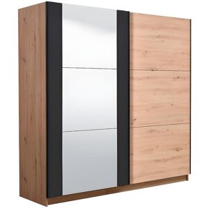 Unique Kledingkast met 2 schuifdeuren PHILADELPHIE - Met spiegel - L217 cm - Eiken en zwart - Natuurlijk licht Unique Kledingkast met 2 schuifdeuren PHILADELPHIE - Met spiegel - L217 cm - Eiken en zwart - Natuurlijk licht