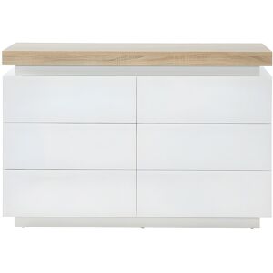 Unique Ladekast HALO II - 6 lades - Gelakt mdf - Met ledverlichting - Kleur: wit en eiken - Natuurlijk licht, Wit Unique Ladekast HALO II - 6 lades - Gelakt mdf - Met ledverlichting - Kleur: wit en eiken - Natuurlijk licht, Wit