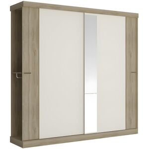 Unique Kledingkast - 2 schuifdeuren - L231cm - Eiken en ivoorkleur - ADALRIK - Natuurlijk licht Unique Kledingkast - 2 schuifdeuren - L231cm - Eiken en ivoorkleur - ADALRIK - Natuurlijk licht