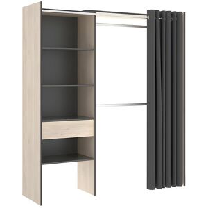 Unique Verstelbare kledingkast LAURENT - L110/160cm - Kleuren: Eik en antraciet - Antracietgrijs Unique Verstelbare kledingkast LAURENT - L110/160cm - Kleuren: Eik en antraciet - Antracietgrijs