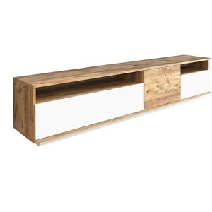 Unique Tv-meubel met 4 deuren en 2 planken - Licht naturel en wit - CEDONA - Natuurlijk licht, Wit Unique Tv-meubel met 4 deuren en 2 planken - Licht naturel en wit - CEDONA - Natuurlijk licht, Wit