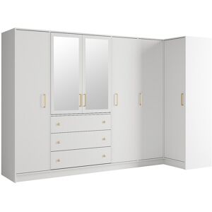 Unique Hoekkast met 6 deuren en 3 lades - Met spiegels - L311 cm - Wit - LIZANDRO - Wit Unique Hoekkast met 6 deuren en 3 lades - Met spiegels - L311 cm - Wit - LIZANDRO - Wit