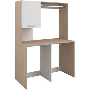 Unique Meubel voor 2 wasmachines met kledingrek en kast – L129 x H184 cm – ARNEKO - Natuurlijk licht, Wit Unique Meubel voor 2 wasmachines met kledingrek en kast – L129 x H184 cm – ARNEKO - Natuurlijk licht, Wit