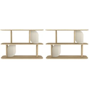 Unique Set van 2 wandrekken met 2 planken - Licht naturel en beige - NELERIA - Beige, Natuurlijk licht Unique Set van 2 wandrekken met 2 planken - Licht naturel en beige - NELERIA - Beige, Natuurlijk licht