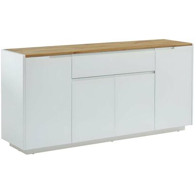 Unique Buffetkast AMANI - 4 deuren en 1 lade - Witgelakt MDF - Kleuren: wit en eiken - Natuurlijk licht, Wit Unique Buffetkast AMANI - 4 deuren en 1 lade - Witgelakt MDF - Kleuren: wit en eiken - Natuurlijk licht, Wit