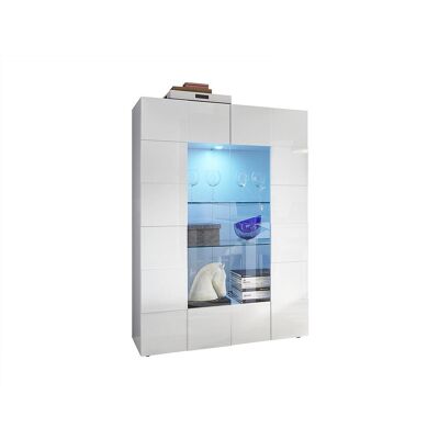 Unique Vitrinekast CALISTO - Met ledverlichting - Twee deuren van glas - Wit gelakt - Wit Unique Vitrinekast CALISTO - Met ledverlichting - Twee deuren van glas - Wit gelakt - Wit