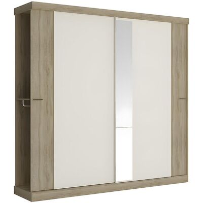Unique Kledingkast - 2 schuifdeuren - L231cm - Eiken en ivoorkleur - ADALRIK - Natuurlijk licht Unique Kledingkast - 2 schuifdeuren - L231cm - Eiken en ivoorkleur - ADALRIK - Natuurlijk licht