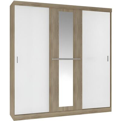 Unique Kledingkast - 3 schuifdeuren - Met spiegel - L205cm - Naturel en beige - DIDDA II - Natuurlijk licht Unique Kledingkast - 3 schuifdeuren - Met spiegel - L205cm - Naturel en beige - DIDDA II - Natuurlijk licht