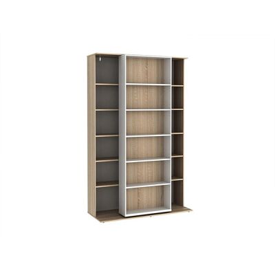 Unique Uitschuifbare boekenkast PRALI - 18 nissen - Wit en eiken - Natuurlijk licht, Wit Unique Uitschuifbare boekenkast PRALI - 18 nissen - Wit en eiken - Natuurlijk licht, Wit