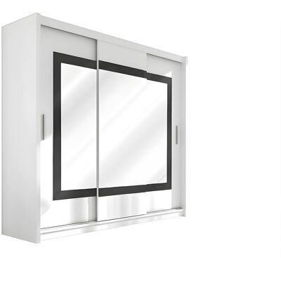 Unique Kast met 3 schuifdeuren - met spiegel - L. 250 cm - Kleur: wit - AUTLAN - Wit Unique Kast met 3 schuifdeuren - met spiegel - L. 250 cm - Kleur: wit - AUTLAN - Wit