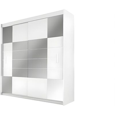 Unique Kast met 2 schuifdeuren - met spiegel - L. 203 cm - Wit - ROVINJA - Wit Unique Kast met 2 schuifdeuren - met spiegel - L. 203 cm - Wit - ROVINJA - Wit