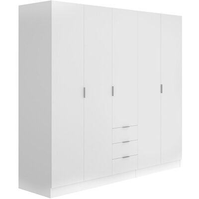 Unique Kast met 5 deuren en 3 lades - L202 cm - Wit - LISTOWEL - Wit Unique Kast met 5 deuren en 3 lades - L202 cm - Wit - LISTOWEL - Wit