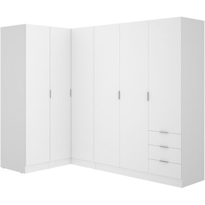 Unique Hoekkast met 6 deuren en 3 lades - L213 cm - Wit - LISTOWEL - Wit Unique Hoekkast met 6 deuren en 3 lades - L213 cm - Wit - LISTOWEL - Wit