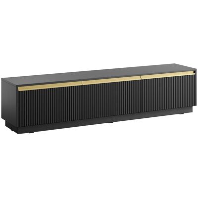 Unique Hangend of staand tv-meubel met 3 deurtjes van MDF - Zwart en goudkleurig - POSINIA - Zwart Unique Hangend of staand tv-meubel met 3 deurtjes van MDF - Zwart en goudkleurig - POSINIA - Zwart