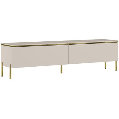 Unique Tv-meubel met 2 deurtjes - Beige en goudkleurig - VUKIA - Beige Unique Tv-meubel met 2 deurtjes - Beige en goudkleurig - VUKIA - Beige