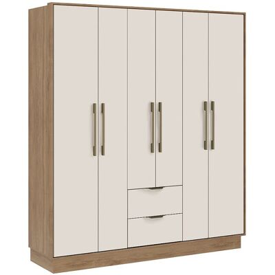 Unique Kast met 6 deuren en 2 lades - L162 cm - Kleur: beige en naturel - FEOVA - Beige, Natuurlijk licht Unique Kast met 6 deuren en 2 lades - L162 cm - Kleur: beige en naturel - FEOVA - Beige, Natuurlijk licht