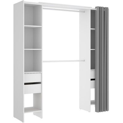 Unique Uitbreidbare open kledingkast met gordijn - L110/178 cm - Wit - LONAZA - Wit Unique Uitbreidbare open kledingkast met gordijn - L110/178 cm - Wit - LONAZA - Wit