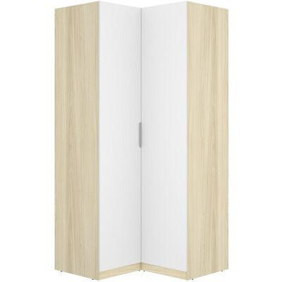 Unique Hoekkast 2 deuren - B97 cm - Wit en licht naturel - KALONY - Natuurlijk licht, Wit Unique Hoekkast 2 deuren - B97 cm - Wit en licht naturel - KALONY - Natuurlijk licht, Wit